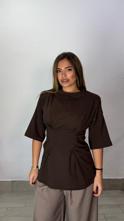 Maglia Bustier Marrone Mezza manica FO4