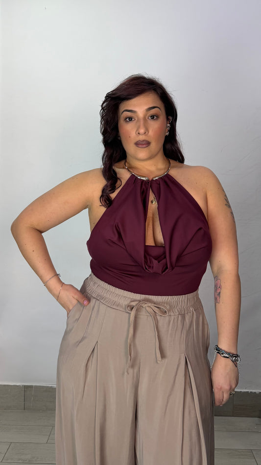 Body Chocker Bordeaux in Lycra 37962