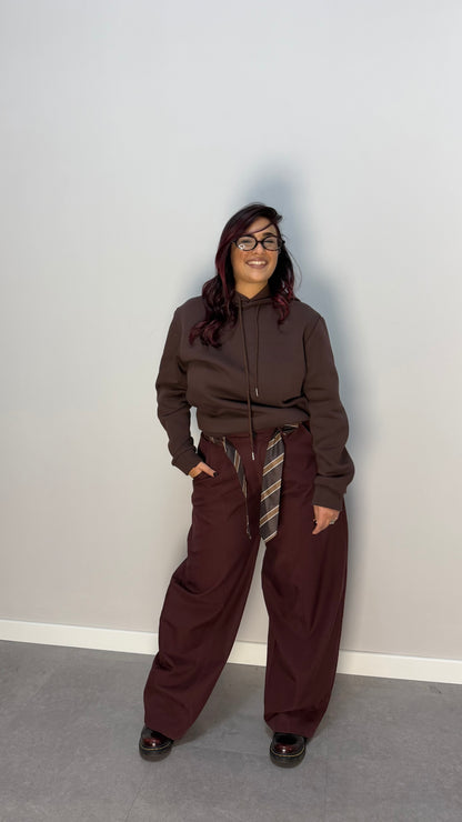 Felpa Warmly con Cappuccio Felpata Marrone FD38061