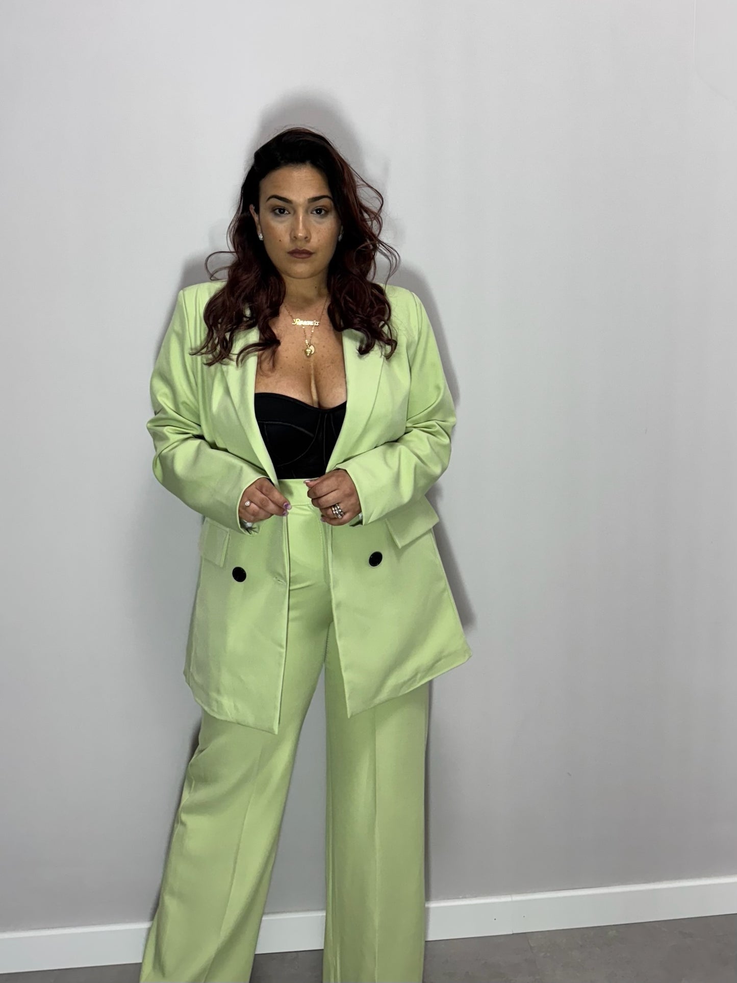 TAILLEUR doppio petto verde pastello  m12153