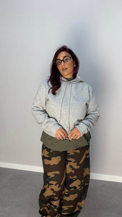 Felpa warmly con Cappuccio Felpata Grigia FD38061