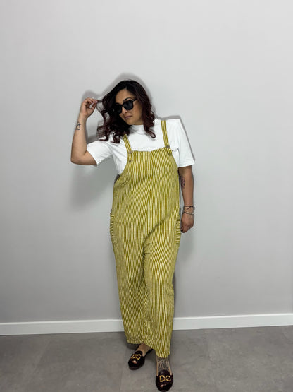 Salopette righe gialla