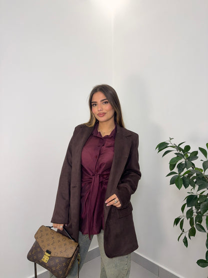 Giacca Suede Scamoscita Marrone M11137