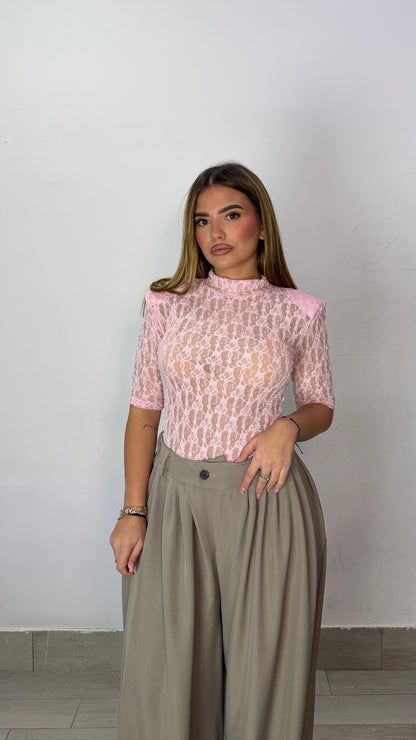 Body Peonia con spalline Rosa mezza manica 16621