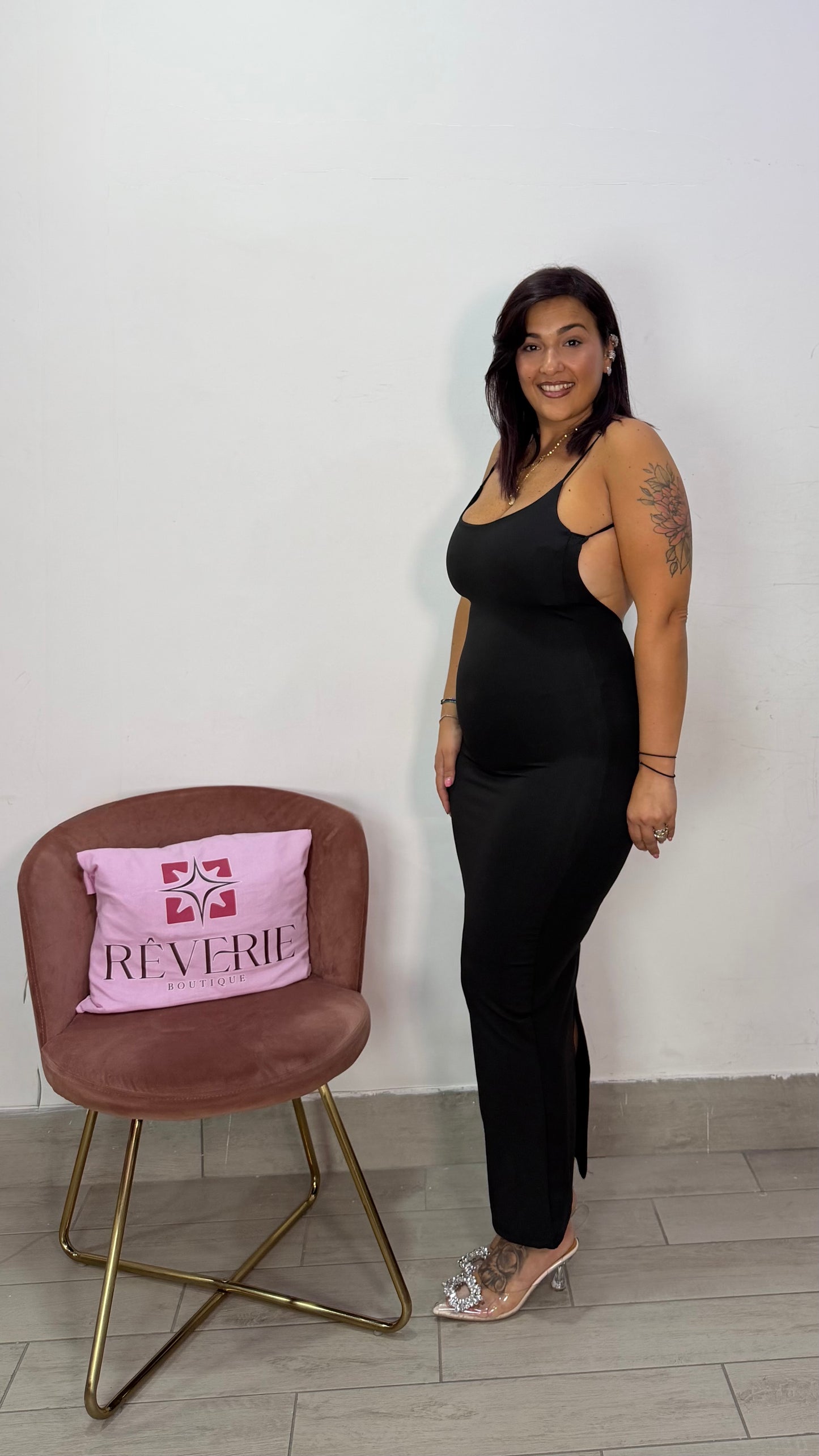 Dress Liscio Nero in Lycra 22289