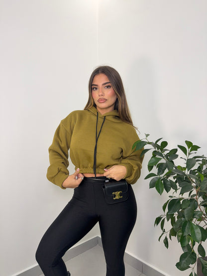 Felpa Mini Hood Felpata con Cappuccio Senape FM44