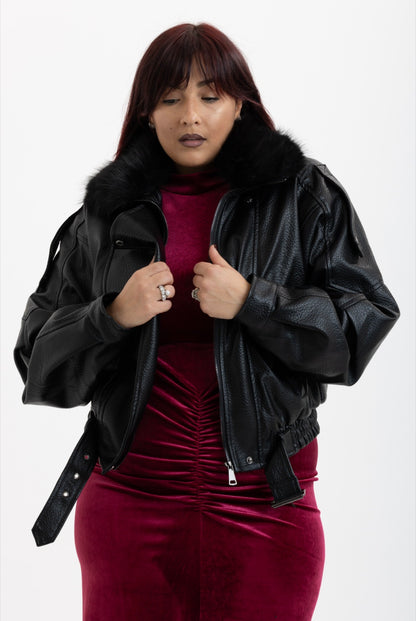 Giacca Bikerblack con Pelliccia 2904
