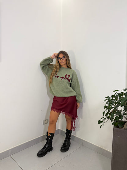 Maglioncino no vabbè verde chiaro DS2702