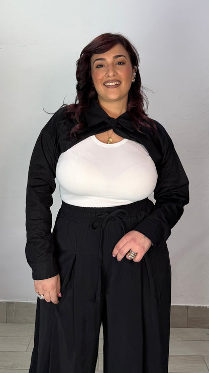 Top Nerea Nero canotta con Sovracamicia 60962