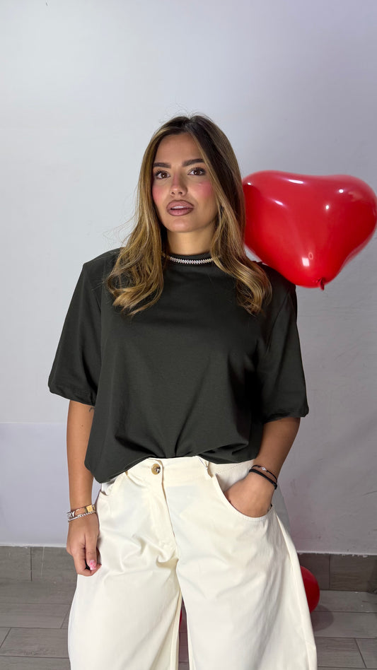 T-Shirt Power Tee mezza manica con spalline Verde 5571