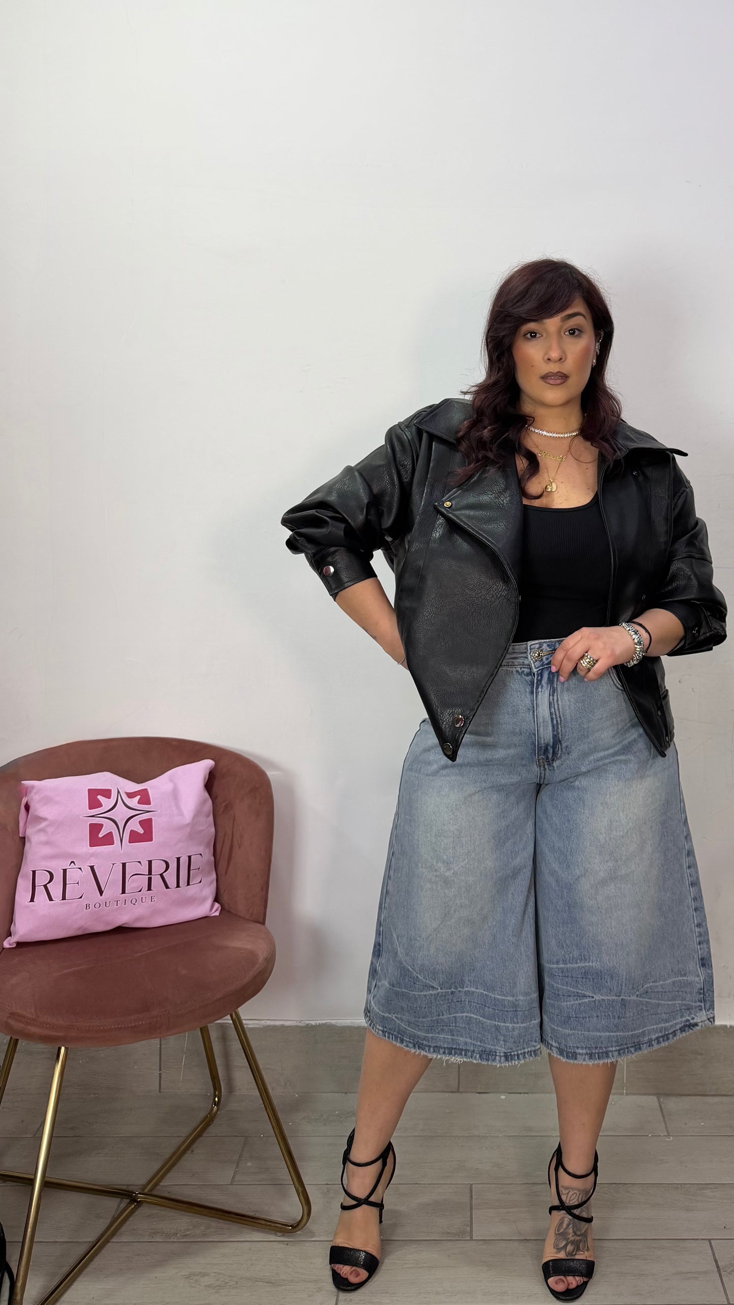 Giacca Biker Kaily in pelle Nero 12110