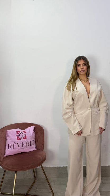 Tailleur Chèrie Beige con drappeggio 66728