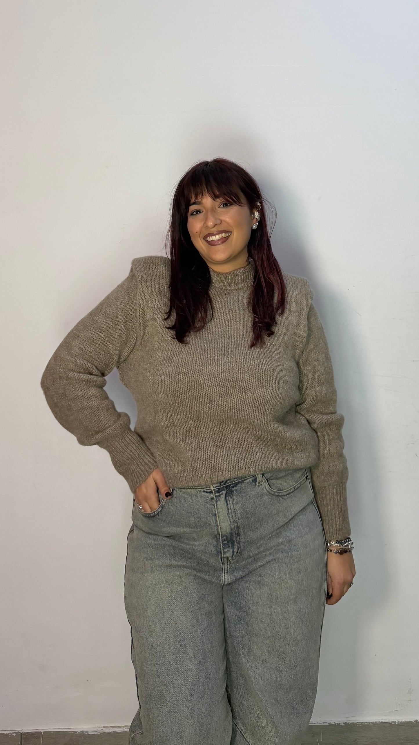 Maglioncino Tessa Fango con Spallina 3101