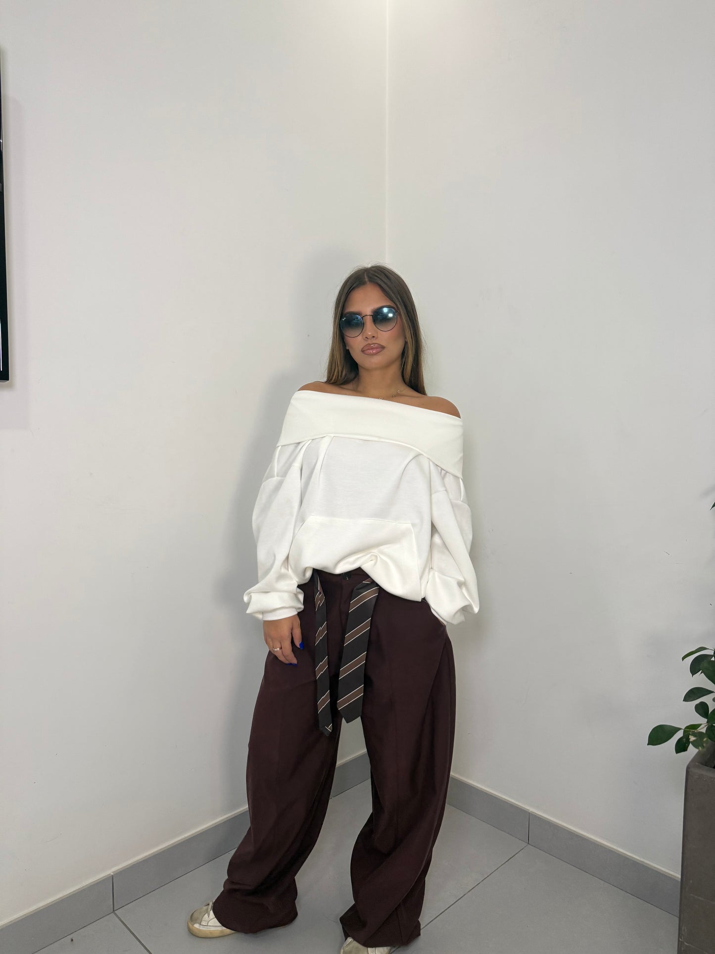 Pantalone Smoking Prugna con Cravatta 98072P