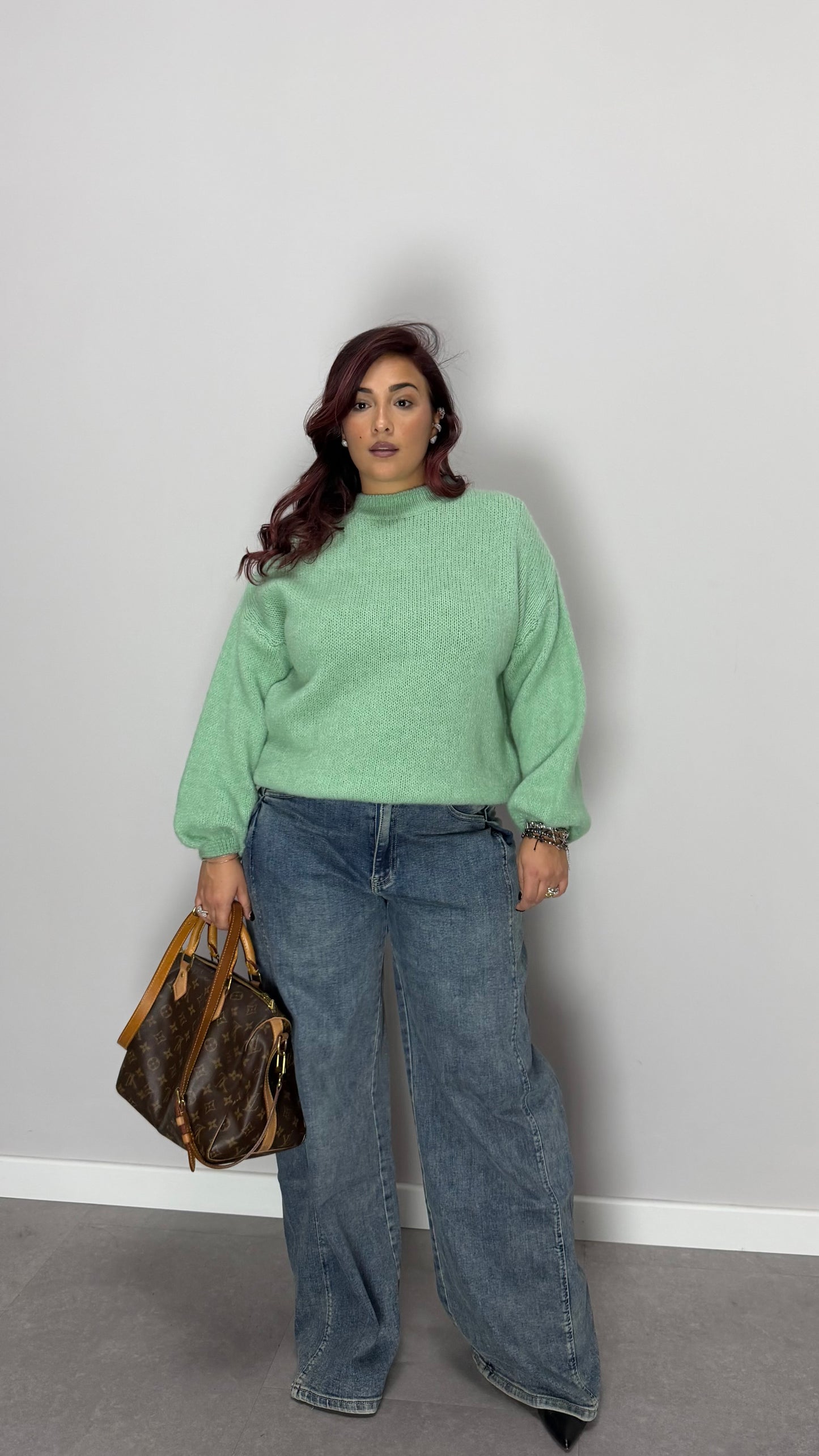 Maglioncino Flow verde in lana Ds2412