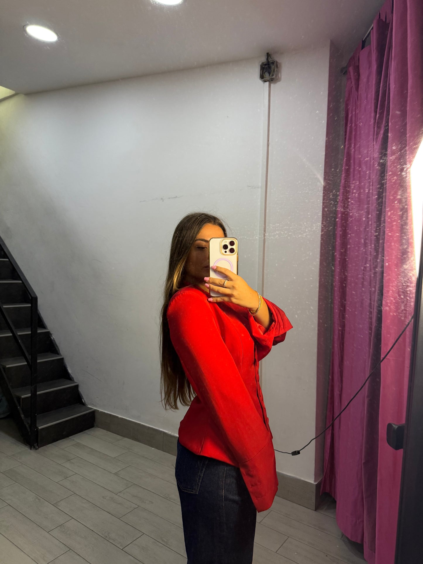 giacca con bottoni rossa 6827