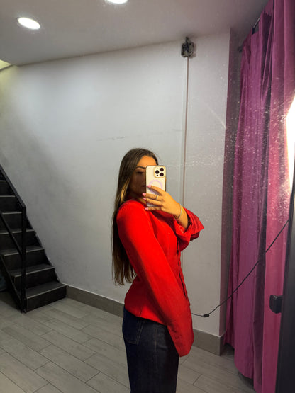 giacca con bottoni rossa 6827