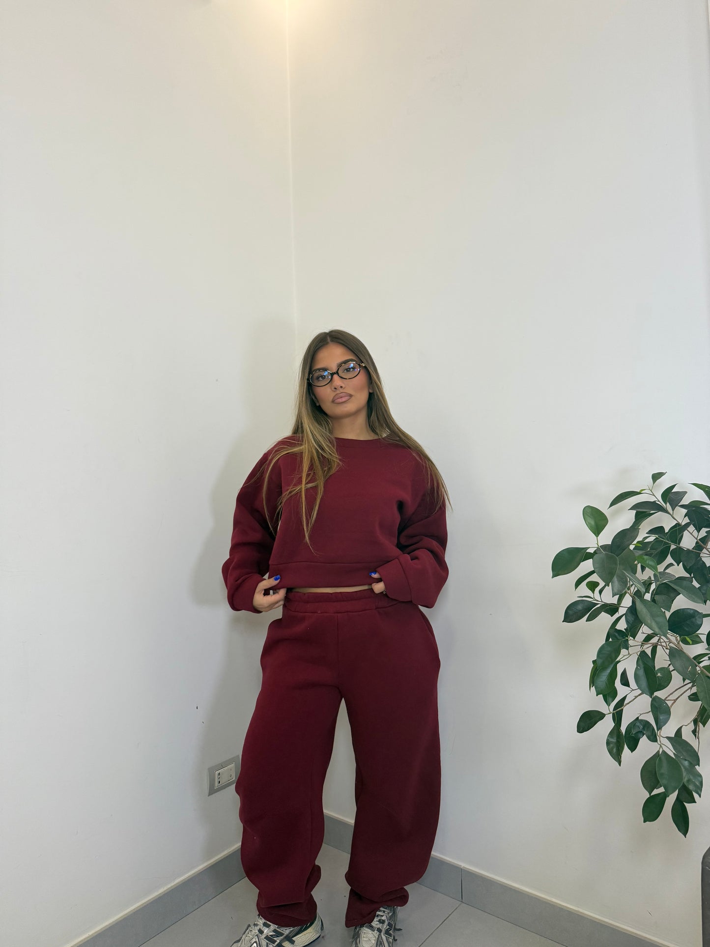 Tuta Cleo Bordeaux Felpata 43770/784