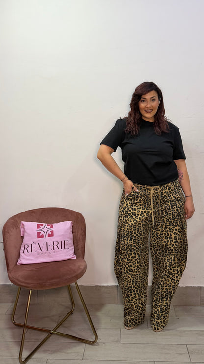 Pantalone Naomi Leopardato con culisse by Monique MQ19327