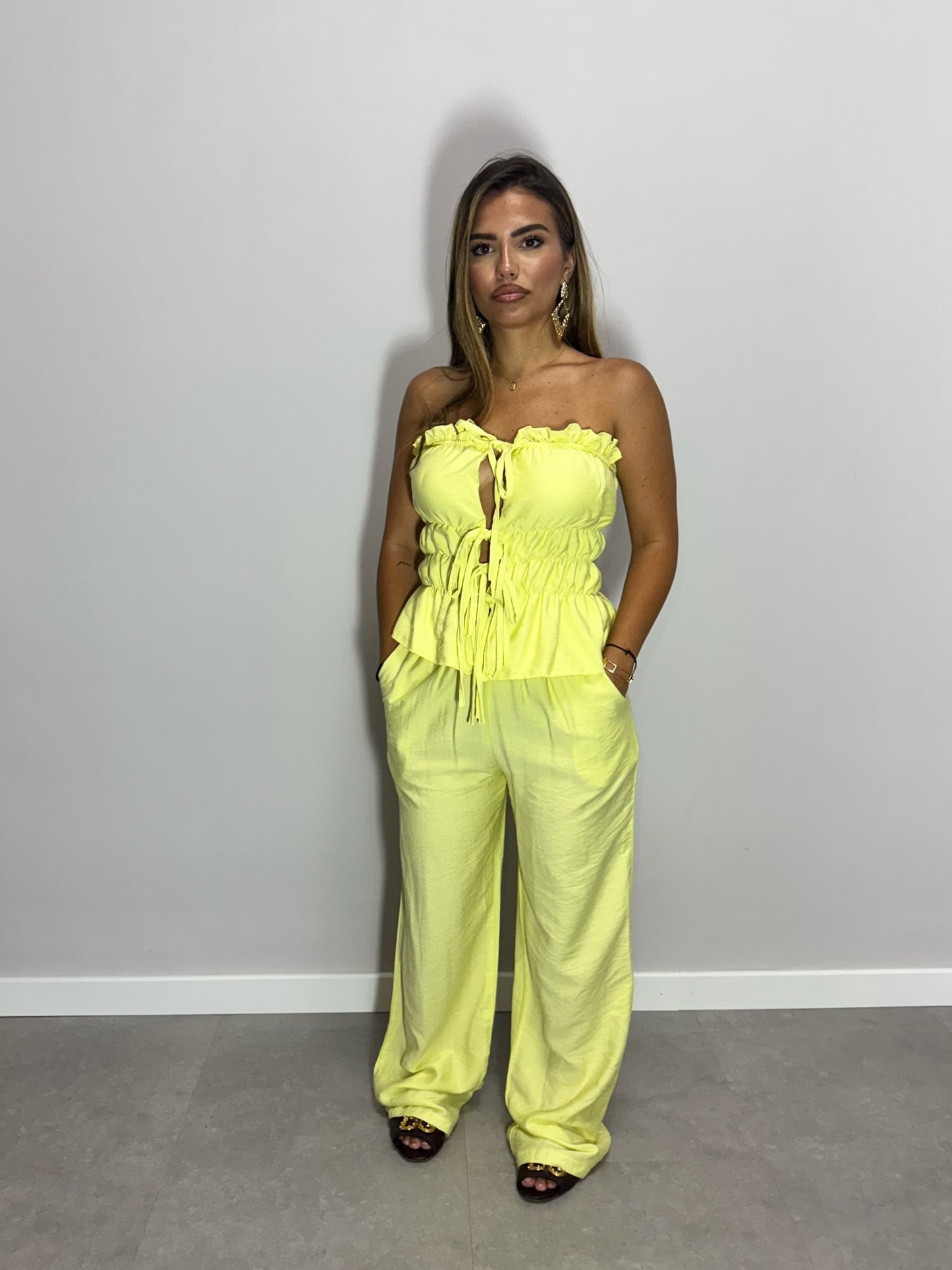 Coordinato in lino Samanta giallo