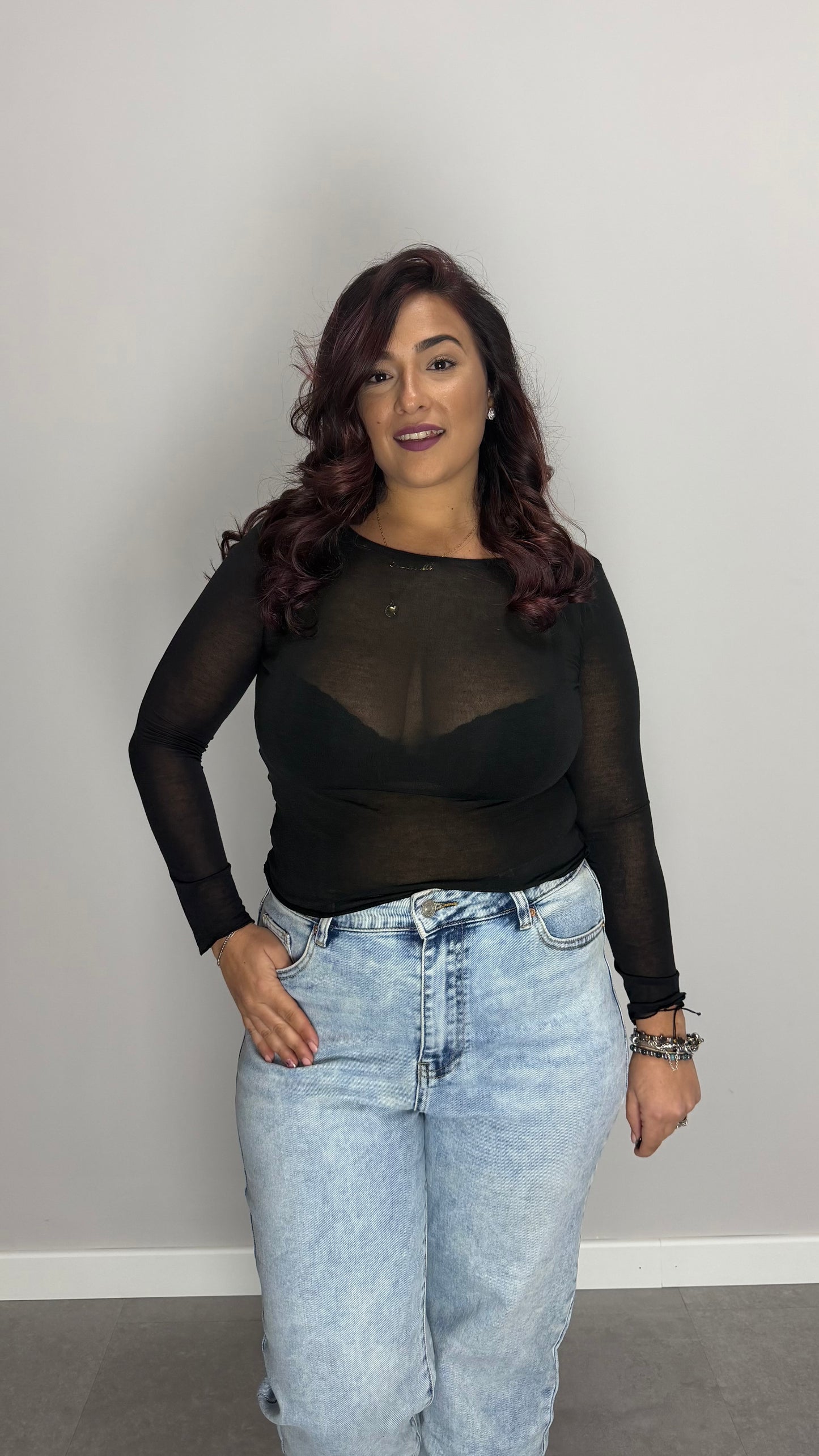 Shirt Velatissime scollo a barca Nera 37981