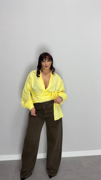 Camicia Nodo d’Amore Gialla in cotone C80891T