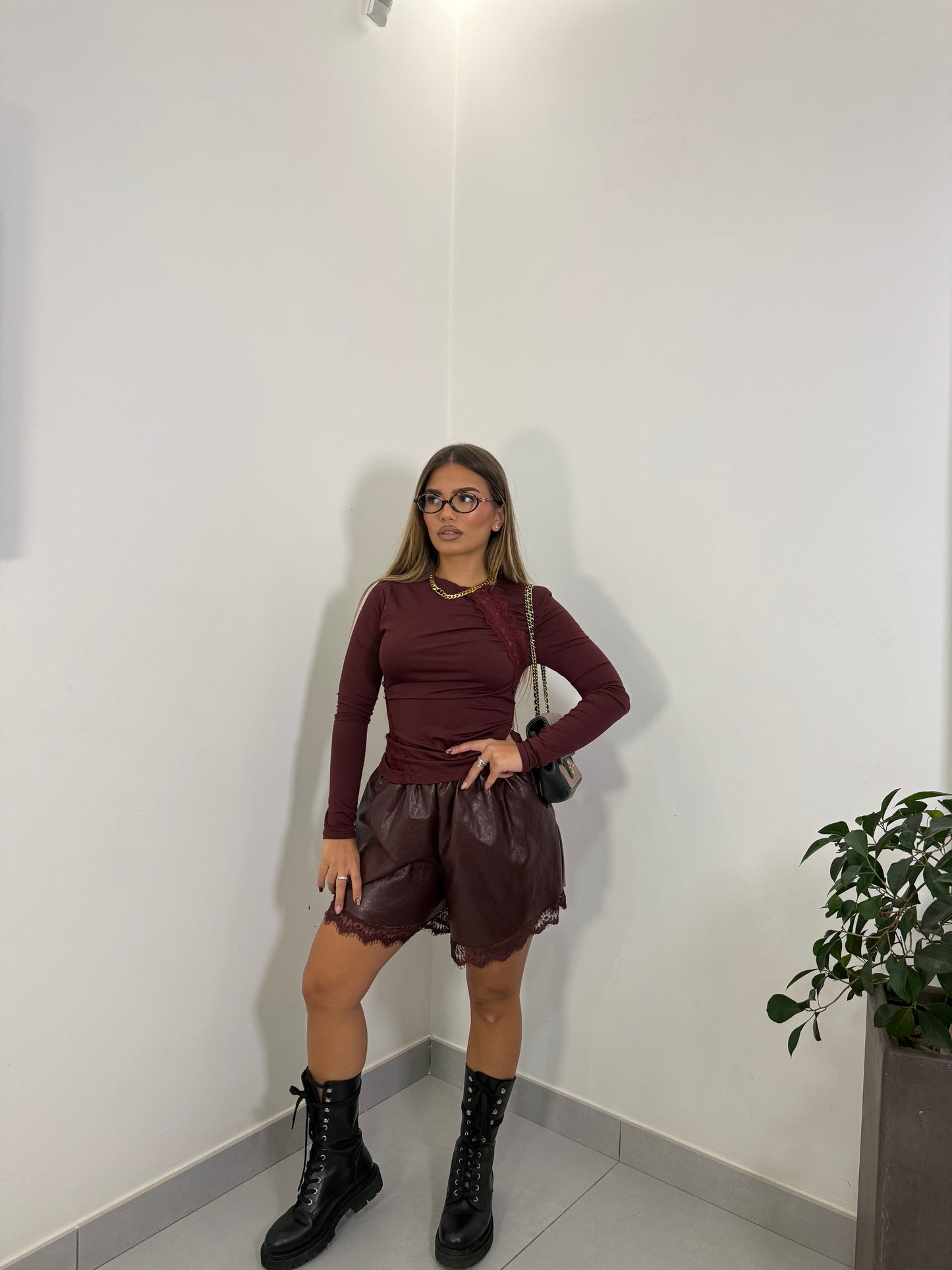 Pantaloncino bordeaux kisses 2634P