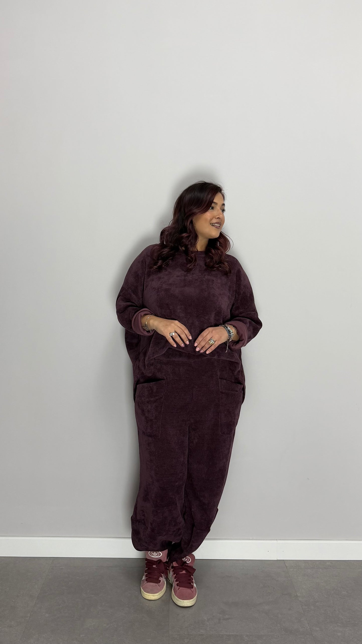 Coordinato Tuta Homey in Velluto Bordeaux 6171