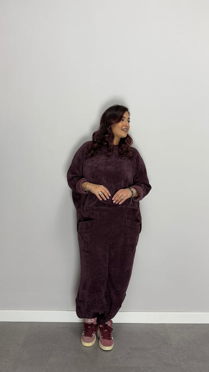 Coordinato Tuta Homey in Velluto Bordeaux 6171