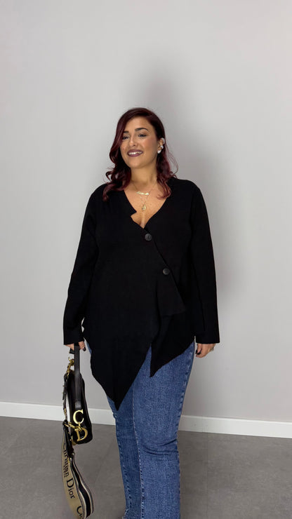 Pull CrossCardi Nero in lana rasata G168