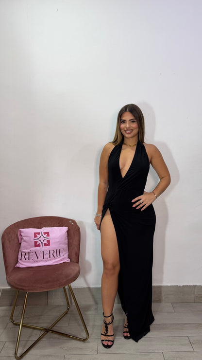 Dress Incanto Nero in Lycra con spacco profondo 6015