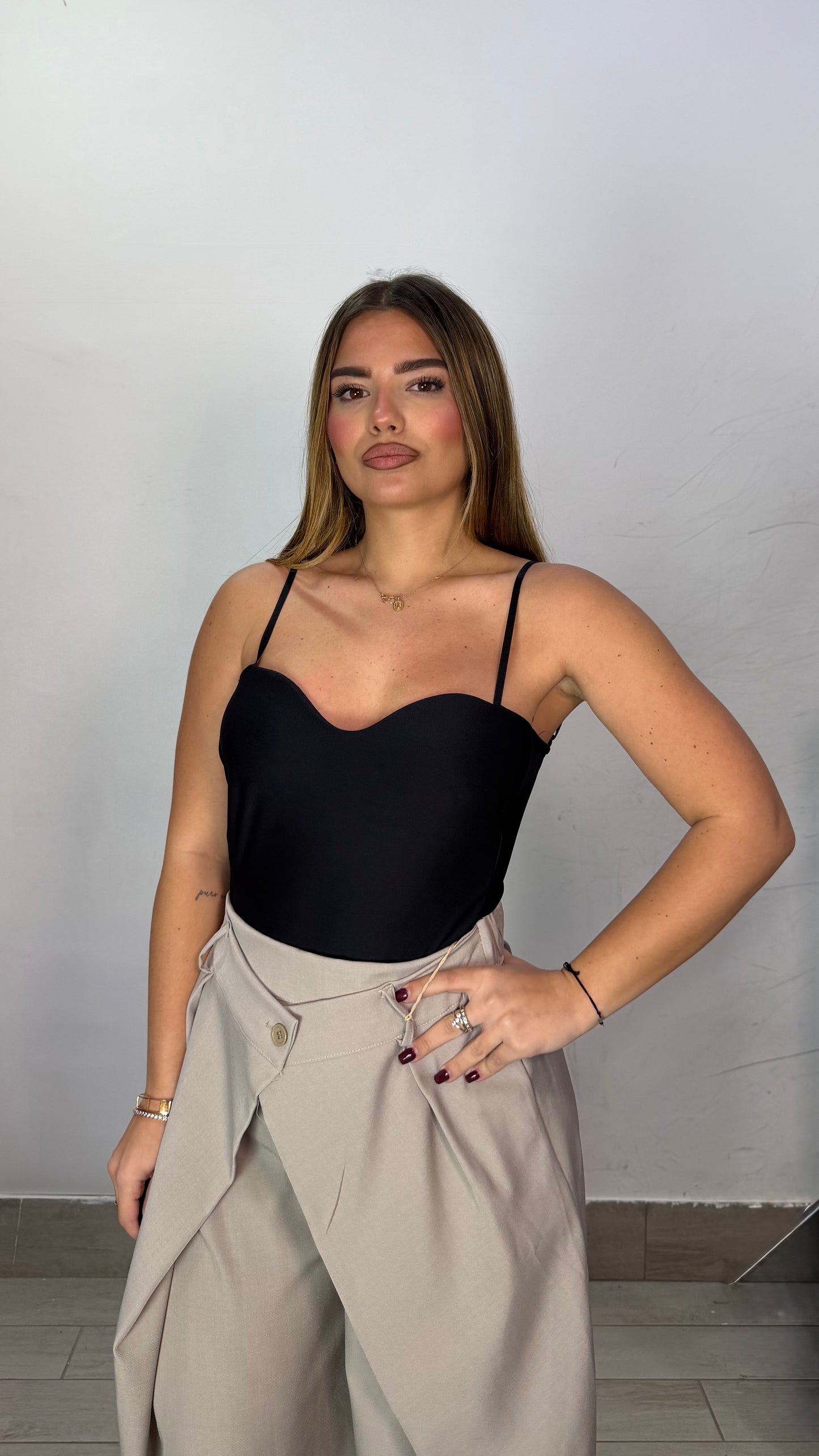 Body Sasha Nero in Lycra con coppe