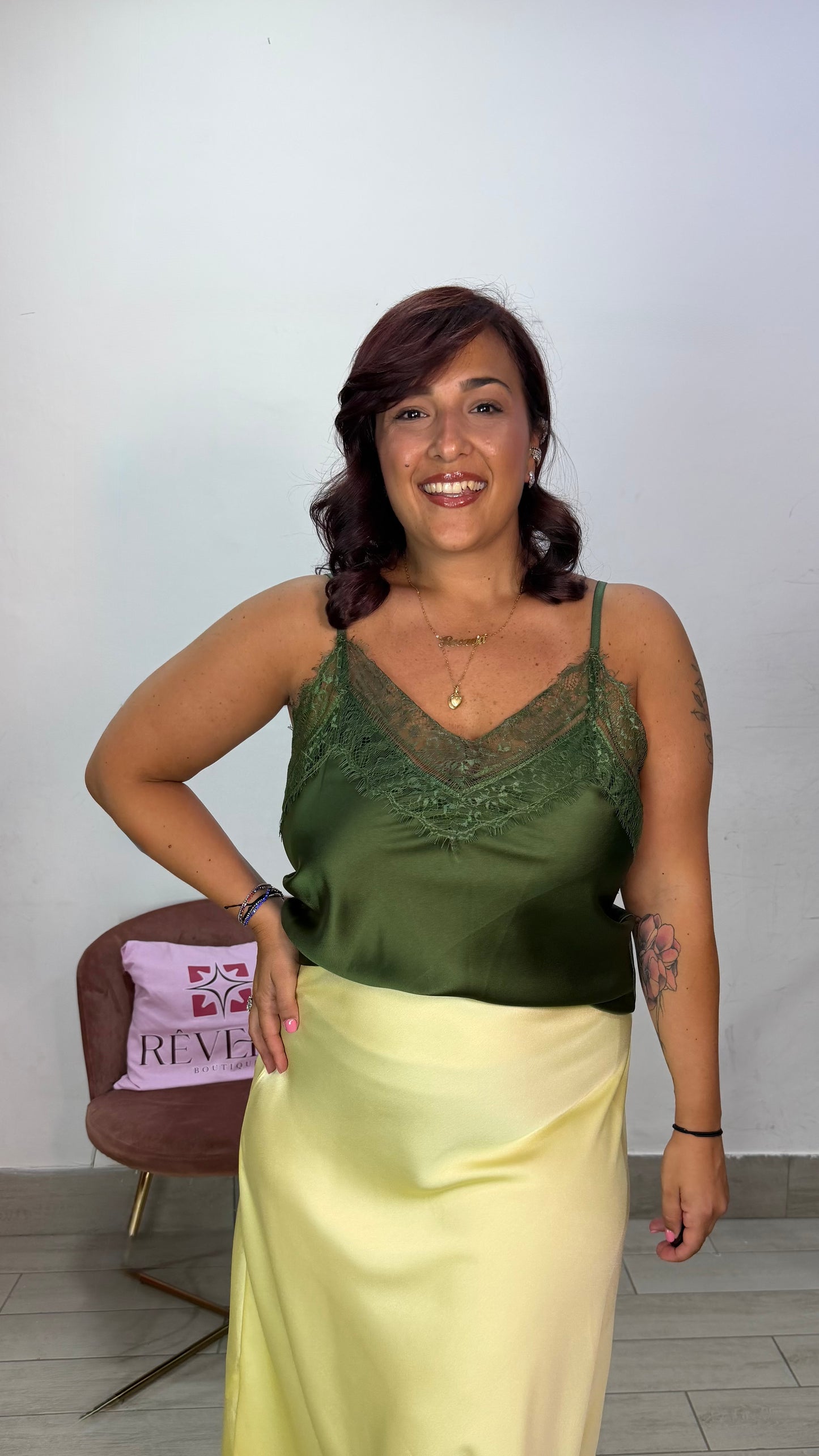 Top Camilla Verde in Raso 8621