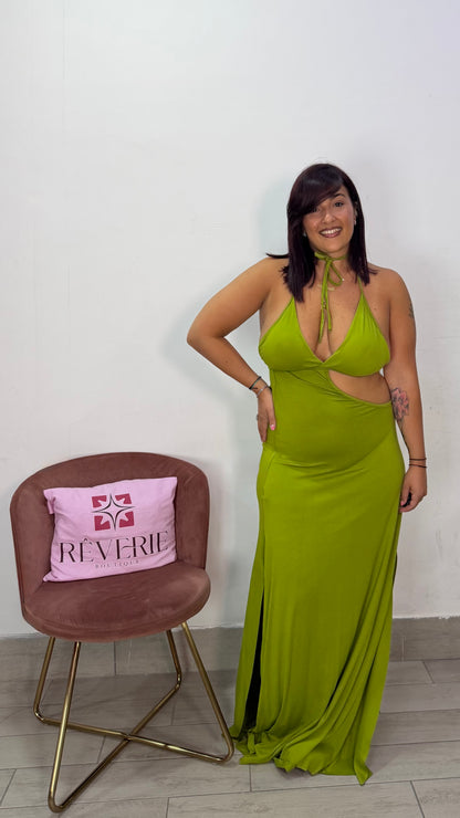 Dress Oia Verde in tessuto 3123