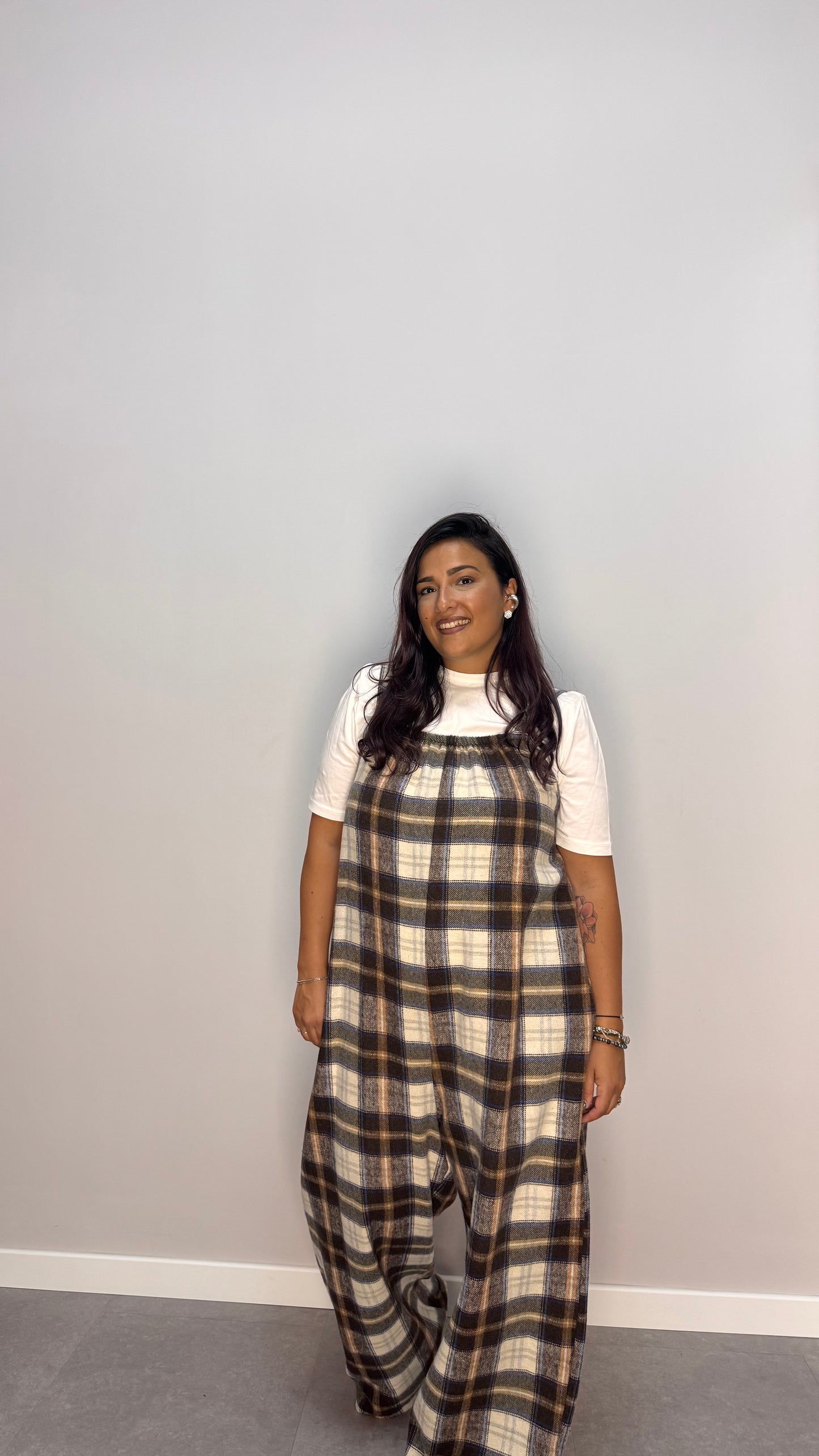 Salopette in Flanella Checkland Marrone 25696