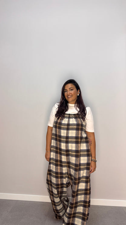 Salopette in Flanella Checkland Marrone 25696