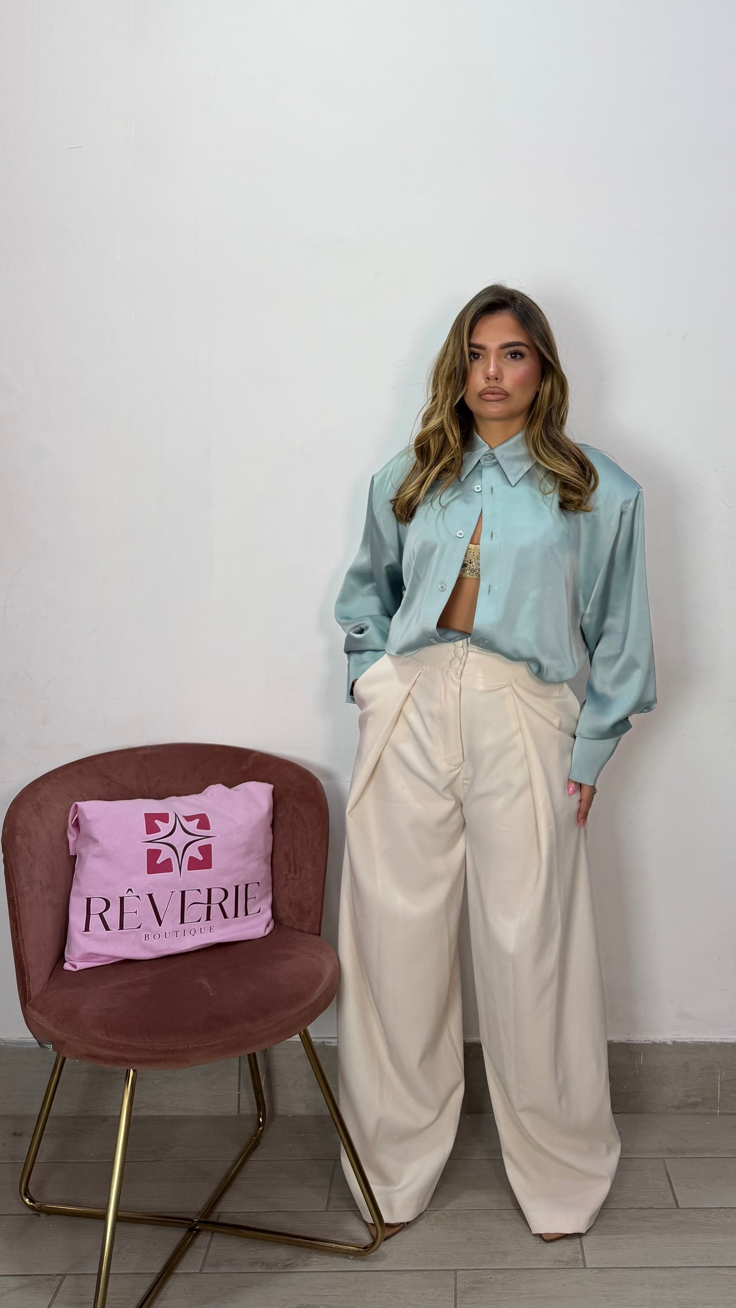 Pantalone Madison Panna con pinces M16090