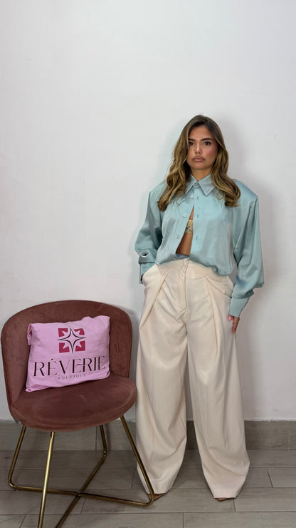 Pantalone Madison Panna con pinces M16090