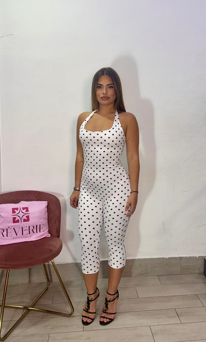 Jumpsuit Dotty Capri a pois in lycra 1276