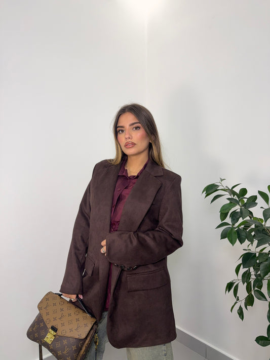 Giacca Suede Scamoscita Marrone M11137