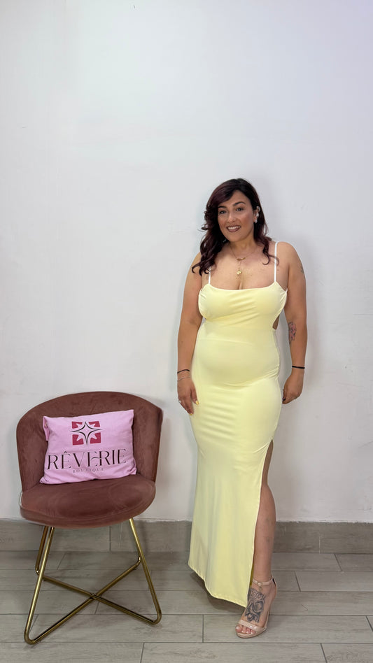 Dress Daisy Giallo in Lycra con arriccio 9960