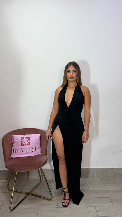 Dress Incanto Nero in Lycra con spacco profondo 6015
