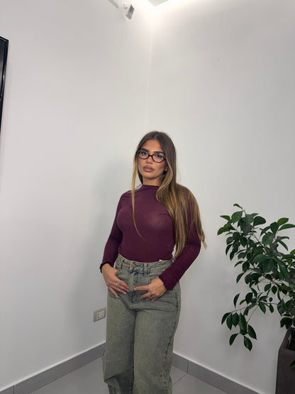 Shirt Velatissime scollo a barca Bordeaux 37981