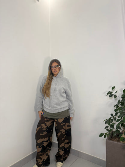 Felpa warmly con Cappuccio Felpata Grigia FD38061