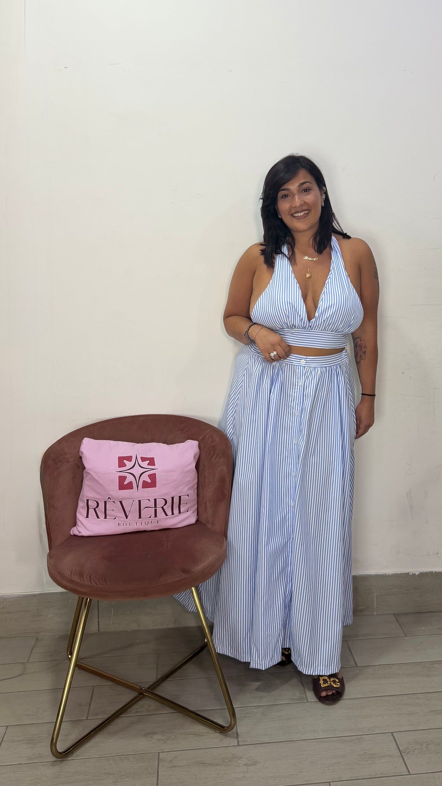 Coordinato Coco a righe Azzurro 44C