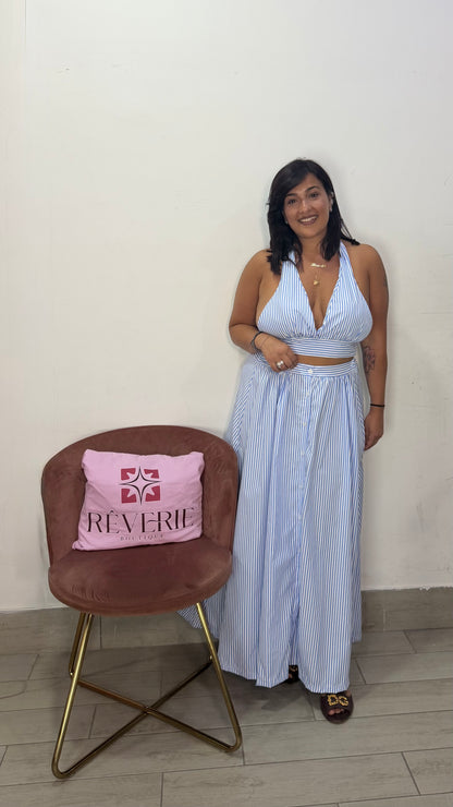 Coordinato Coco a righe Azzurro 44C
