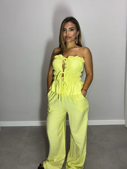 Coordinato in lino Samanta giallo