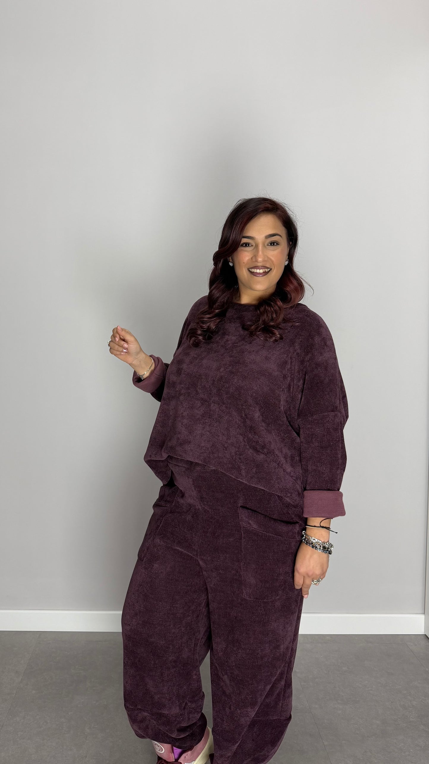 Coordinato Tuta Homey in Velluto Bordeaux 6171