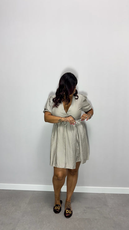 Mini dress cross beige