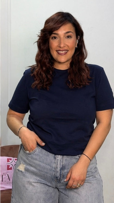 T-Shirt Essenzial Blu mezza manica By Lumina L8869